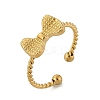 Bowknot 304 Stainless Steel Open Cuff Rings for Women RJEW-G338-08G-4