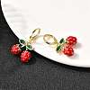 Brass Enamel Strawberry Dangle Earrings EJEW-L305-04G-3