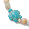 Natural Flower Amazonite &  Synthetic Turquoise Charm Anklets for Women AJEW-AN00616-01-3