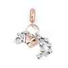 Brass Pendants with Cubic Zirconia European Beads KK-Q015-01M-1