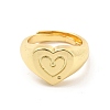 Rack Plating Brass Heart Singet Adjustable Ring for Women RJEW-E064-02G-2