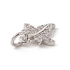 Brass Micro Pave Clear Cubic Zirconia Maple Leaf Charms ZIRC-F132-44P-3