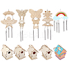 20 Sets 10 Style DIY Unfinished Wood Wind Chime & Bird House Making Kits DIY-BC0012-21-1