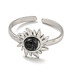 304 Stainless Steel Synthetic Turquoise Cuff Rings G-Z056-01P-01-2
