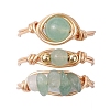 3Pcs 3 Styles Natural Rose Quartz & Amethyst & Green Aventurine Finger Rings RJEW-JR00745-2