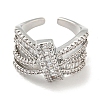 Rack Plating Brass Micro Pave Cubic Zirconia Open Cuff Rings RJEW-I104-17P-2