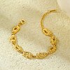 304 Stainless Steel Textured Link Bracelets for Women BJEW-D303-01G-3
