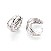 Brass Micro Pave Clear Cubic Zirconia Teardrop Hoop Earrings EJEW-T048-26P-3