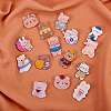 15Pcs 15 Style Bear & Rabbit Brooch Pins JEWB-SZ0001-35-4