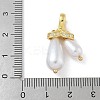 Rack Plating Brass Micro Pave Clear Cubic Zirconia with ABS Plastic Pearl Pendants KK-G515-57G-3