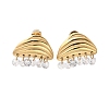 Triangle Stainless Steel Clear Cubic Zirconia Stud Earrings EJEW-D303-05G-2