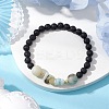 Natural Flower Amazonite with Natural Lava Rock Beaded Stretch Bracelets for Women BJEW-JB11130-02-2