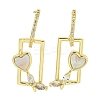 Heart with Butterfly Brass Clear Cubic Zirconia Stud Earrings EJEW-Q390-06G-1