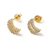 Clear Cubic Zirconia Hollow Out Crescent Moon Stud Earrings EJEW-F301-11-2