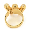 Brass Micro Pave Clear Cubic Zirconia Letter Open Cuff Ring for Women RJEW-M173-01G-W-3
