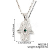 Chic Minimalist Brass Green Cubic Zirconia Hamsa Hand Pendant Dapped Chain Necklace for Women CX1024-2-1