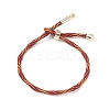 Couple Wave Pattern Nylon Round Cord Silder Bracelet with Brass Clasp for Women BJEW-C020-10G-2