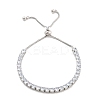 Brass Pave Clear Cubic Zirconia Flat Round Box Chain Slider Bracelets BJEW-YWC0002-12B-P-1