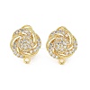 Hollow Flower Brass Micro Pave Cubic Zirconia Stud Earrings Finding KK-E083-04G-1