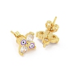 Flower with Evil Eye Real 18K Gold Plated Brass Stud Earrings EJEW-L269-101G-03-2