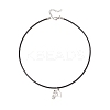 Horse Alloy Pendant Necklaces with Black Cowhide Leather Cord for Women NJEW-JN05873-4