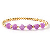 Brass & Natural Amethyst Beads Stretch Bracelets for Women OA4246-3-1