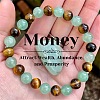 Natural Tiger Eye & Glass Round Beaded Bracelets FS-WG07496-01-1