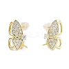 925 Sterling Silver with Cubic Zirconia Stud Earrings Findings EJEW-B038-01G-1