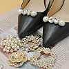 2 Pairs Rhinestone with Plastic Pearl Shoe Decoration AJEW-DR0001-43-6