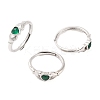 Hand with Heart Natural Dyed & Heated Green Onyx Agate Adjustable Rings RJEW-Q817-06P-01-1
