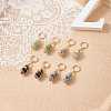 Gemstone Bullet with Star Dangle Hoop Earrings EJEW-JE05003-2