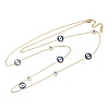 304 Stainless Steel Blue & White Enamel Evil Eye Link Chain Long Necklaces NJEW-V001-02G-4