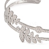 Non-Tarnish 304 Stainless Steel Hollow Leaf Open Cuff Bangles for Women BJEW-K241-03A-P-2