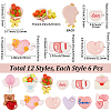 72Pcs 12 Styles Valentine's Day Themed Opaque Resin Cabochons RESI-SC0006-04-2