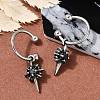 Flower 316 Surgical Stainless Steel & Black Glass Dangle Half Hoop Earrings for Women EJEW-G416-49AS-2