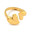 Ion Plating(IP) 304 Stainless Steel Heart Open Cuff Ring for Women RJEW-A043-31G-2