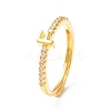 Clear Cubic Zirconia Initial Letter Adjustable Ring RJEW-C052-01G-F-1