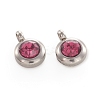 Trendy Original Color 304 Stainless Steel Grade A Rhinestone Flat Round Charm Pendants RB-M030-06B-1