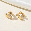 C-Shaped with Rectangle Brass Micro Pave Clear Cubic Zirconia Cuff Earrings EJEW-L316-01G-06-3
