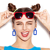 6 Pairs 6 Style Hollow Out Rectangle Acrylic Dangle Stud Earrings EJEW-AN0001-59-4