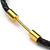 Brass Column Bar Link Bracelet with Leather Cords BJEW-G675-05G-11-2
