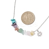 Chakra Gemstone Chip Beaded Pendant 304 Stainless Steel Cable Chain Necklaces NJEW-JN05501-4