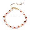Shell Pearl & Dyed Natural Malaysia Jade Round Beaded Bracelets for Women BJEW-JB12031-01-2