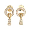 Rack Plating Brass Micro Pave Clear Cubic Zirconia Stud Earrings KK-S379-29G-1