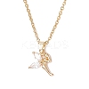 Fairy Brass Pave Clear Cubic Zirconia Pendant 304 Stainless Steel Cable Chain Necklaces for Women NJEW-JN05600-3