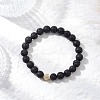 Natural Lava Rock Round Beads Stretch Bracelets BJEW-JB11829-1