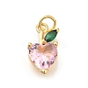 Heart with Leaf Brass Pendants KK-M295-02G-1