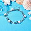 8mm Round Shell Pearl Bead Multi-Strand Bracelets BJEW-JB10315-2