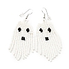 Glass Seed Braided Ghost Chandelier Earrings LS-EJEW-B012-02-1