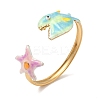Ocean 304 Stainless Steel Enamel Cuff Bangles for Women LS-BJEW-F518-02E-G-2
